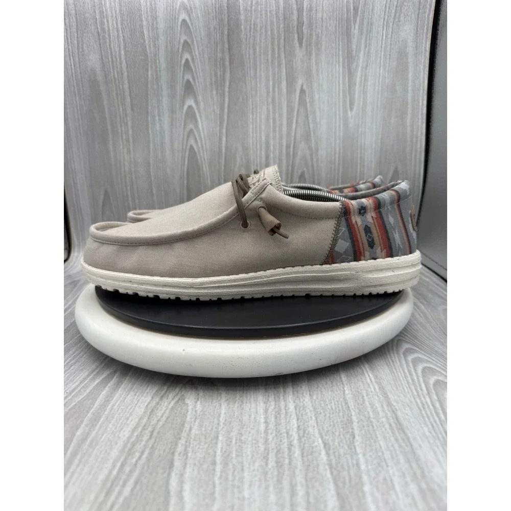 Hey Dude Wally Funk Mens Size 15 Sand Brown Casual Canvas Slip On Shoes NEW